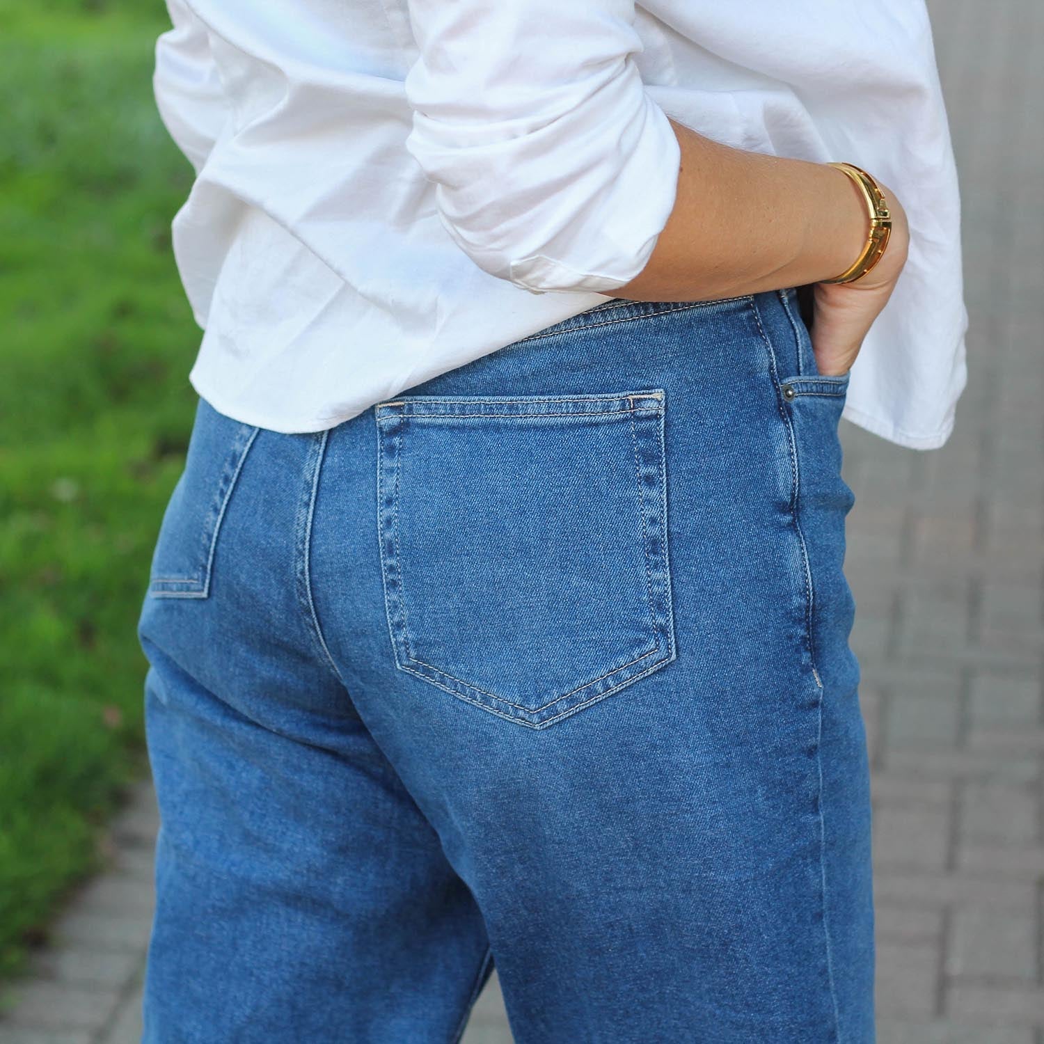 Organic Mom Jeans - Atlantic